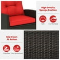 thumbnail image 6 of Gymax Set of 3 Wicker Rocking Set w/ Tempered Glass Table Patio Outdoor Red, 6 of 10