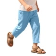 thumbnail image 2 of Mifsaly Boys Linen Pants Kids Elastic Waist Casual Summer Pants Lightweight Loose Fit Everyday Relaxed Pull On Trousers with Pockets, 2 of 9