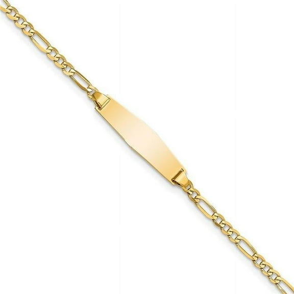 Primal Gold 14 Karat Yellow Gold Baby Soft Diamond Shape Figaro ID Bracelet