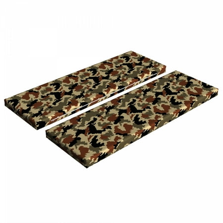 

Camouflage Bench Cushion Set of 2 Pixel Art Style Blending in Environment Pattern Abstract Fashion Design Standard Size Foam Pad and Decorative Cover Brown Black Sepia by Ambesonne