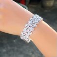 thumbnail image 4 of Adjustable Cubic Zircon Wide Open Cuff Bangle Silver Plated Shiny Women Jewelry, 4 of 9