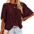 thumbnail image 2 of Giftesty Women Summer Flare Sleeve Three Quarter Floral Lace Office Lady Blouse Tops, 2 of 5