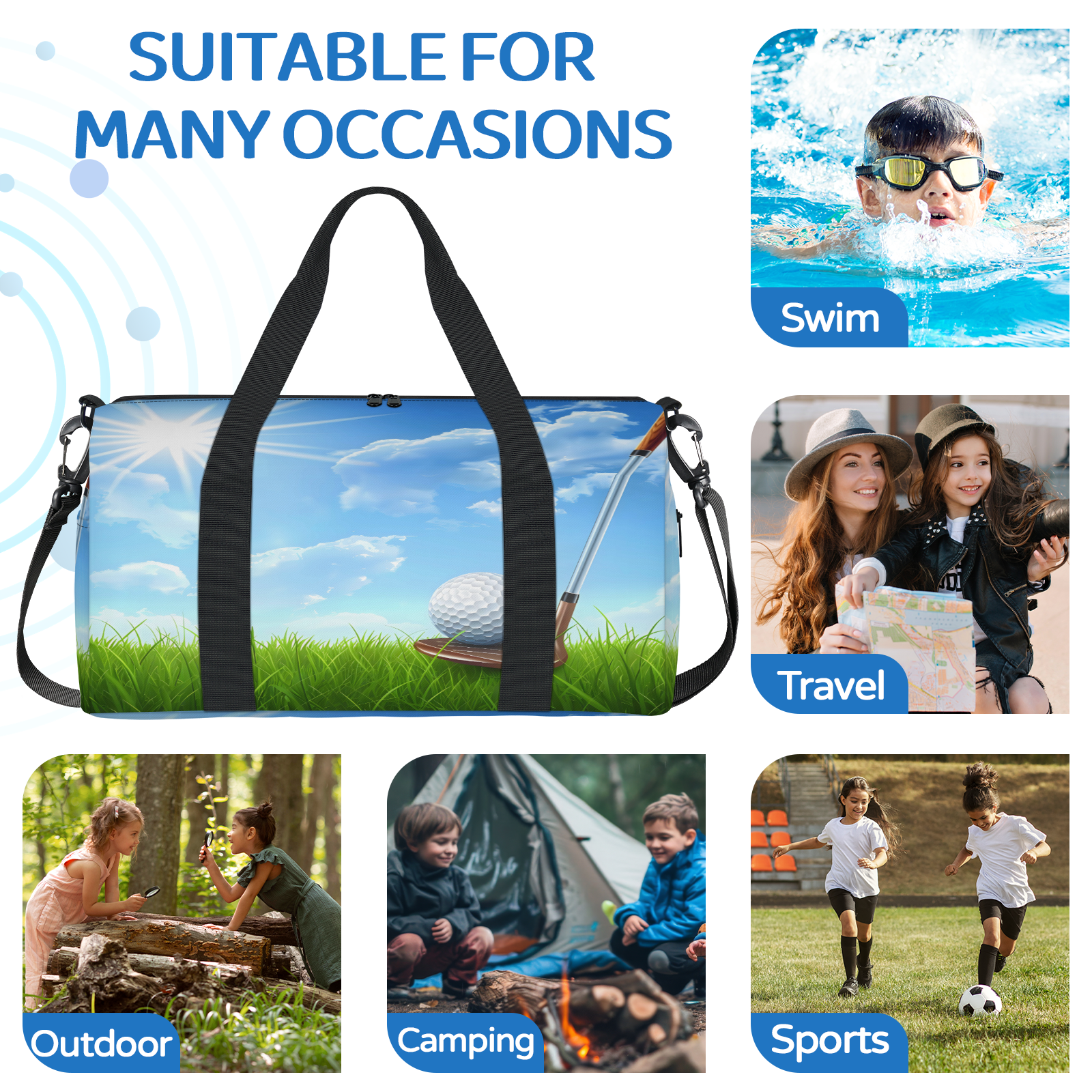 Herdesigns Sports Golf Gym Bag for Women, Duffle Bag for Travel Sport, Lightweight Waterproof Carry on Weekender Overnight Dance Yoga Workout Bags