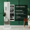 thumbnail image 3 of Royard Oaktree 360° Swivel Jewelry Armoire with Full Length Mirror, Standing Jewelry Organizer Armoire with Multi Storage Shelves, Coat Rack and Bag Hangers, White, 3 of 7