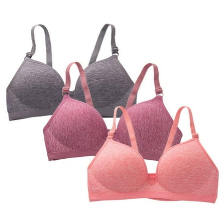

Women s Solid Color Cotton Bra Ladies Thin Wirefree Gathering Push Up Adjustable Underwear Smooth Soft Breathable Bralette Bras(3-Packs)
