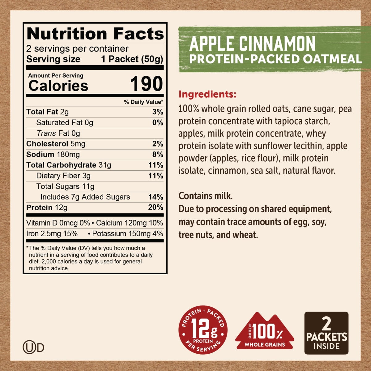 (3 pack) Kodiak Protein-Packed Instant Oatmeal Packets Variety Pack, 1.76 oz (6 Count)
