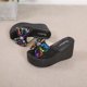 thumbnail image 5 of Amzcrzy Zapatos de mujer,Zapatos de mujer,Zapatillas de mujer, Zapatos de mujer con tacón inclinado, lentejuelas y lazo de suela gruesa con zapatillas de playa transpirables Sandalias Mujer Zapatilla, 5 of 6