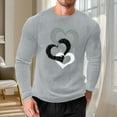 thumbnail image 2 of Stamzod Mens Workout Shirts Lover Heart Print Long Sleeve Gym T Shirt Home Wear Casual Valentines Pajamas Tshirts Shirts for Men Gray XL, 2 of 6