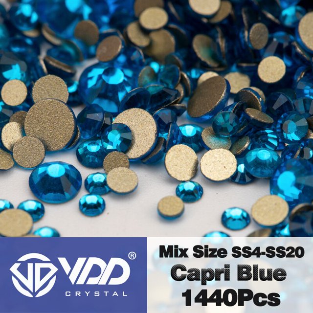 VDD SS4-SS20, cristal transparente de varios tamaños, sin HotFix, adornos de diamantes de imitación dorados con reverso plano, piedras brillantes DIY, accesorios para decoración de uñas 3D Dengxun unisex