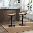 thumbnail image 6 of Fabric Accent Chairs, Modern Swivel Bar Stools Set of 2 Adjustable Counter Height Chairs with Footrest for Kitchen, Dining Room (Beige), Beige Accent Chairs,Linen Modern Accent Chairs, 6 of 25