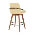 thumbnail image 6 of Baylor 26" Cream Faux Leather and Walnut Wood Swivel Bar Stool, 6 of 7