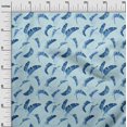 thumbnail image 3 of oneOone Cotton Poplin Light Blue Fabric Tropical Banana Leaf Sewing Material Print Fabric By The Yard 42 Inch Wide, 3 of 4