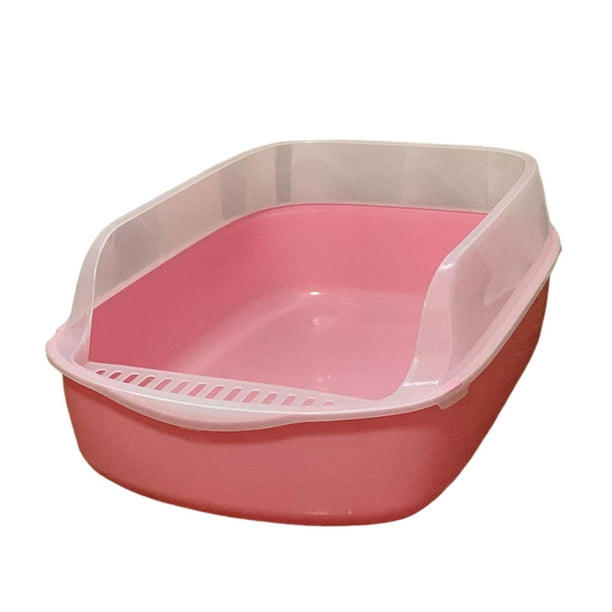 Esquirla Cat Cat Toilet Semi Closed Kitten Litter Pan Cat Sand Box Container Open Top Pet Pink