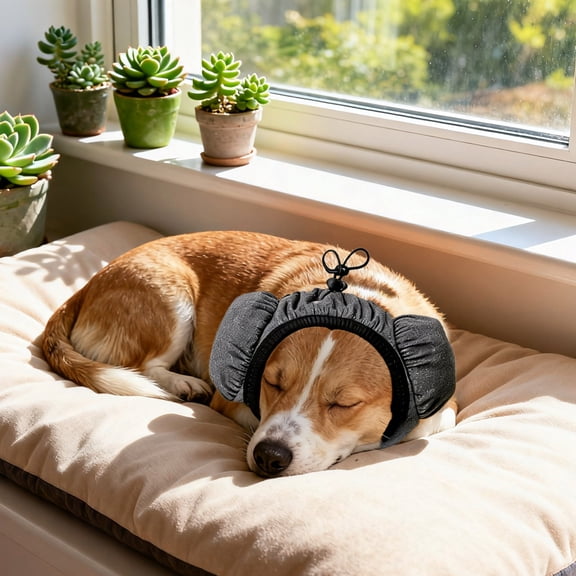 Gytml Adjustable Dog Ear Muffs, Noise-Canceling Pet Ear Covers, Soft Calming Dog Earmuffs Dog Ears Protection For Loud Noises Grey2-M