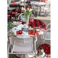 thumbnail image 4 of Outdoor Tablecloth with Umbrella Hole and Zipper, Red Plaid Snowman Christmas Round Table Cloth 60 Inch Waterproof Tablecloth, Gifts Xmas Tree Winter Snowflake Picnic Table Cover for Patio Camping, 4 of 7