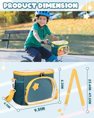Kids Bike Basket, Front Handlebar Bag for Kids Girls Bikes, Waterproof Small Bike Basket with Zipper for Toddler Scooter Tricycle Bicycle