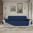 thumbnail image 2 of Easy-Going Reversible Sofa Slipcover Water Resistant Couch Cover, 4 Seater Size, Dark Blue/Light Blue, 2 of 7