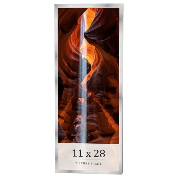 11x28 Frame Silver Real Wood Picture Frame Width 0.75 inches | Interior Frame Depth 0.5 inches |