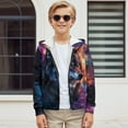 thumbnail image 3 of Chaqlin Space Galaxy Wolf Youth Zip Up Hoodie Lightweight Long Sleeve with Pockets Casual Athletic Outerwear Teens ​​Size 10-12​​, 3 of 7