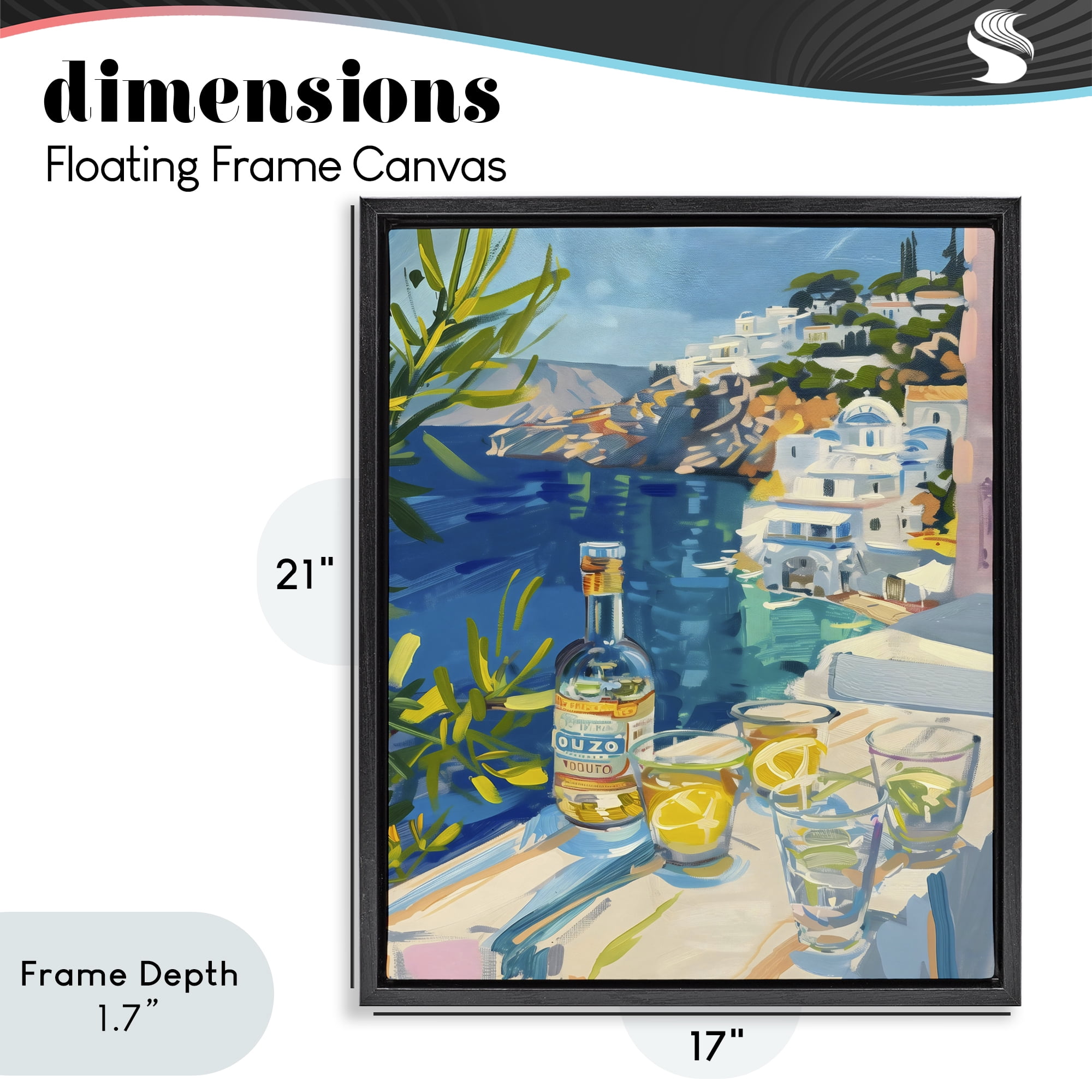 Stupell Industries Drink By The Sea Balcony Black Framed Floater Canvas Wall Art, design by The Prints Vibe