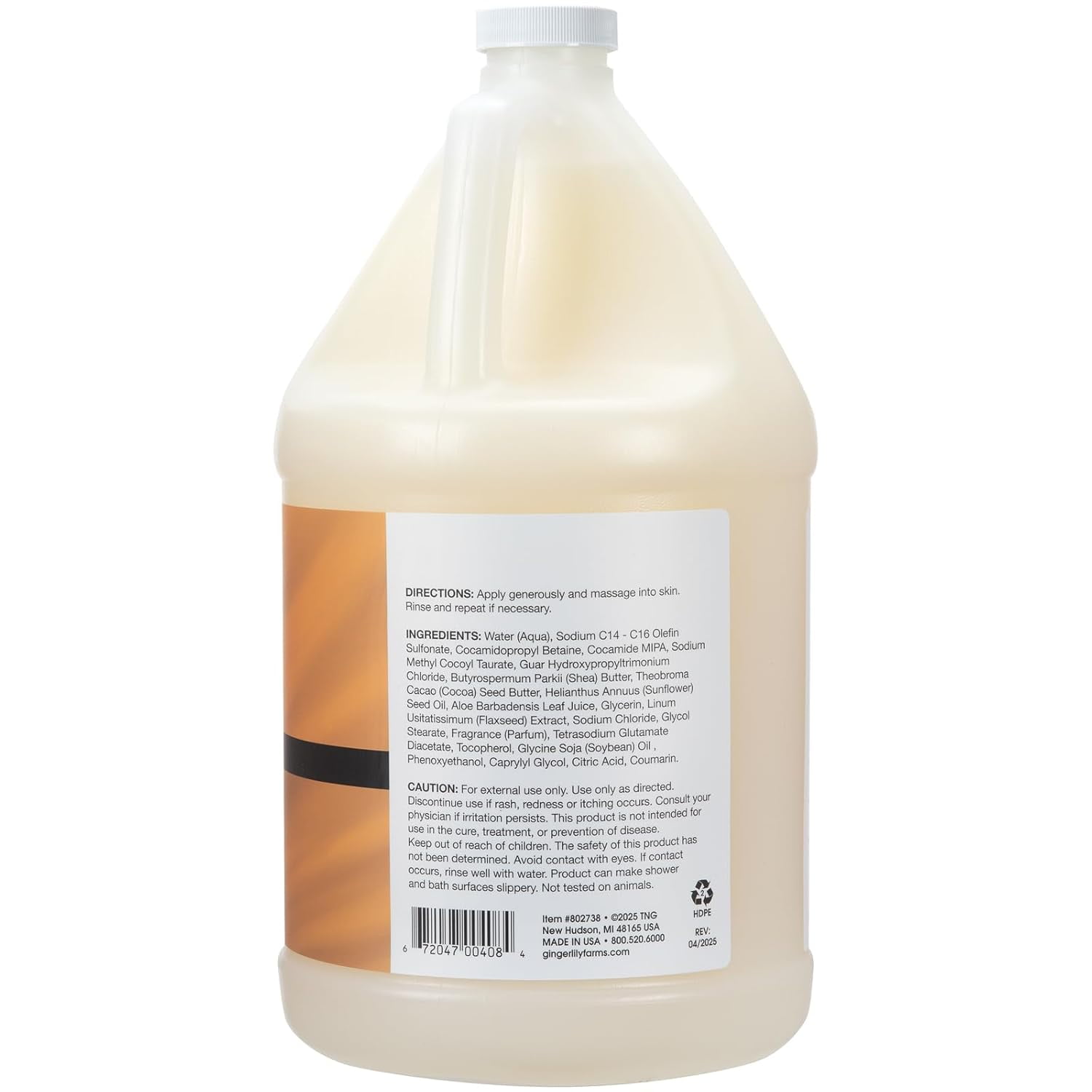 Ginger Lily Farms Botanicals Shea Indulgence Deep Hydration Body Wash, Coco Mango, 100% Vegan & Cruelty-Free, Coconut Mango Scent, 1 Gallon (128 fl oz) Refill