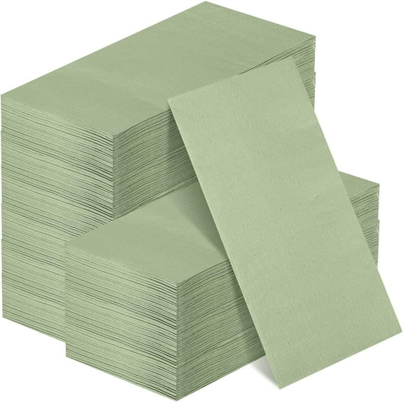 100 Pcs Paper Disposable Napkins 2 Ply Dinner Guest Cocktail Napkins Hand Towels for Wedding Spring Birthday Party Bridal Anniversary Reception, 13 x 16 Inches (Sage Green)