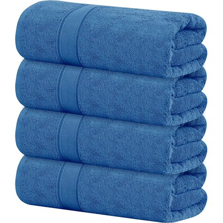 Tens Towels Blue 4 Piece XL Extra Large Bath Towels Set 30 x 60 inches Premium Cotton Bathroom Towels Plush Quality