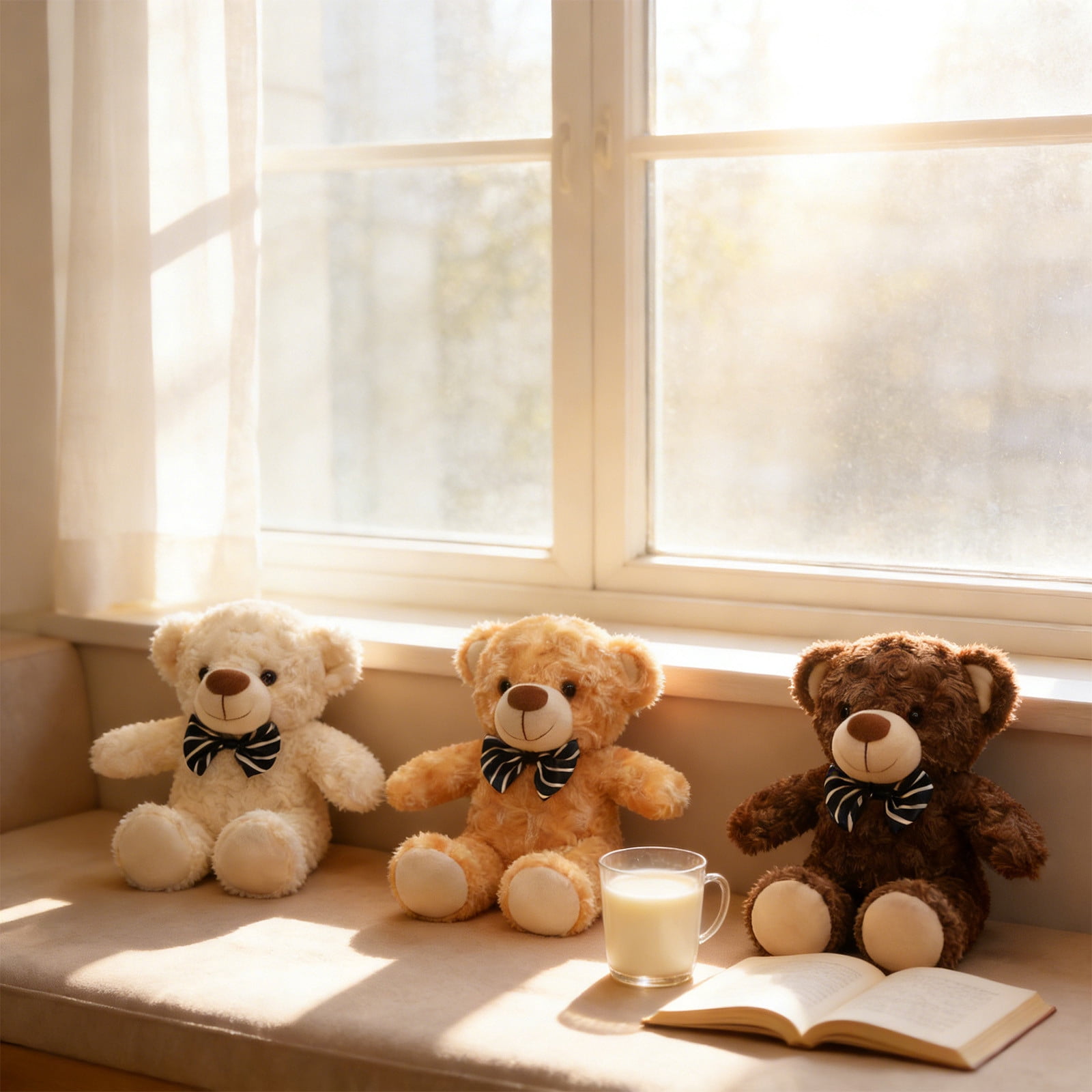 Sentmoon Plush Toys Stuffed Animals Bow Ties Teddy Bear Doll Originality Furry Toys Cute Rose Furry Bear for Girlfriend Birthday Gift