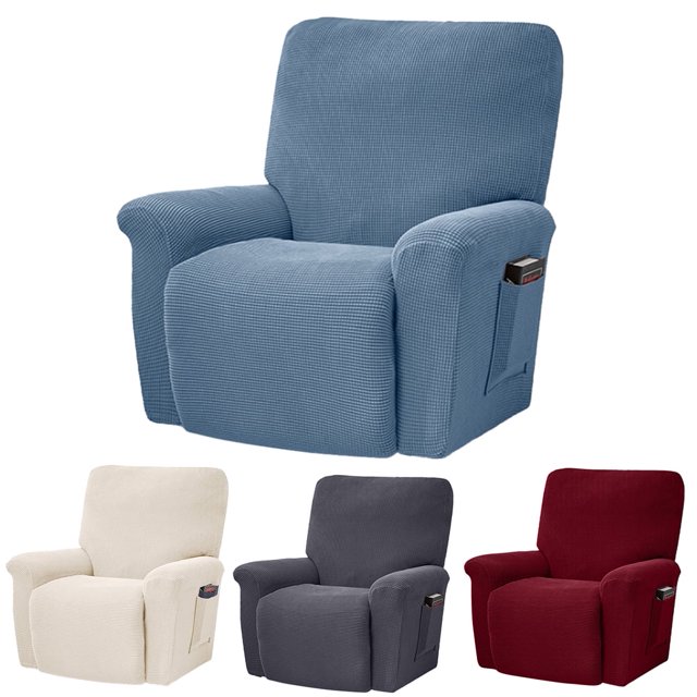 Separate Piece Stretch Recliner Slipcovers, Recliner Chair Cover, Recliner Cover Furniture Protector Elastic Bottom, Recliner Slipcover with Side Pocket