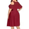 thumbnail image 5 of Cyber&Monday Deals USSUMA Women's Plus Size Cold Shoulder Knee-Length Dresses Elegant Mesh Neck Casual Dress Short Sleeve Summer Flowy Swing Sundress, 5 of 7