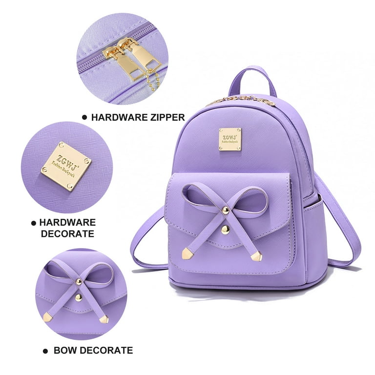 Mini Backpack Purses for Girls With Wallet Set Small Size Cute Leather Back  Pack Purse Shoulder Bag, Purple