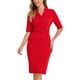 thumbnail image 1 of INSPIRE CHIC Wome's Shawl Collar Half Sleeve Business Casual Sheath Wear to Work Dress Crimson S, 1 of 1
