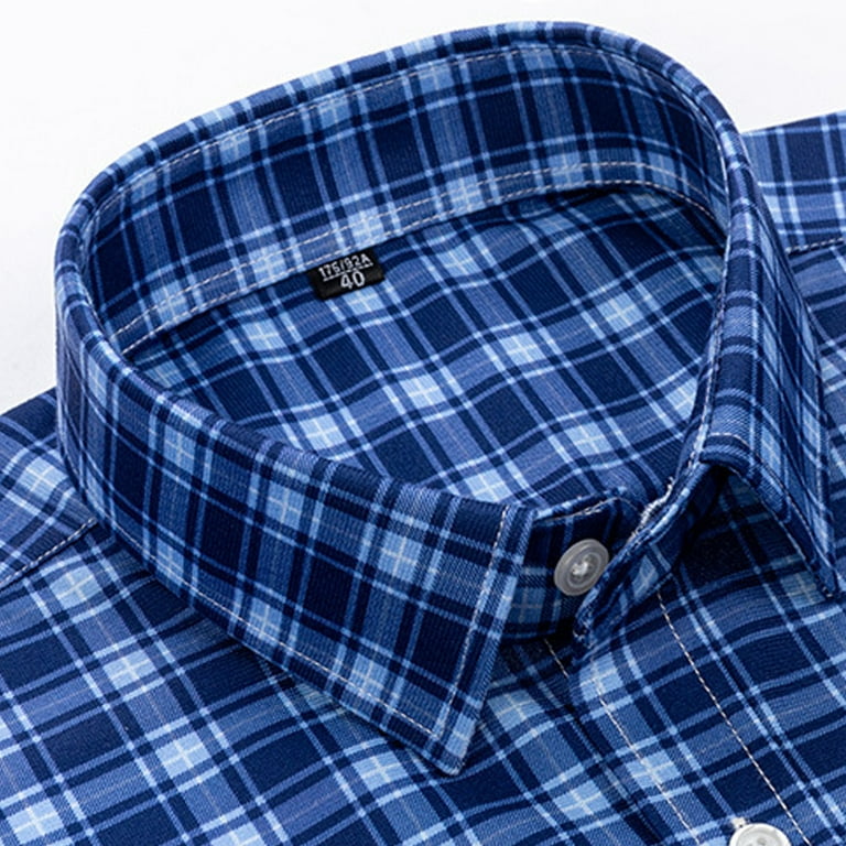 Fjuchai Men's Long Sleeve Shirt Button down Plaid Dress Shirts Tops Mens  Cotton Spring Fall Casual Shirt Slim Daily Wear Shirt Size: 38-46 -  Walmart.com