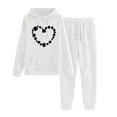 thumbnail image 4 of BiZtdJrK St Patricks Day Tracksuits Women's 2 Piece Outfits Long Sleeve Hooded Sweatshirt and Drawstring High Waisted Jogger Pants Sweatsuit with Pockets White XXL, 4 of 6