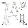 KARMAS PRODUCT Aluminum Folding Step Ladder 11.5ft Multi-Purpose Extension Scaffold Work Ladders-330 lbs