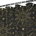 thumbnail image 3 of Golden Celestial Sun Moon Shower Curtain, Witchy Gothic Starry Night Aesthetic Fabric Print, Waterproof and Machine Washable with Hooks, Ideal for Home, Dorm, Airbnb, or Boutique Use, 3 of 5