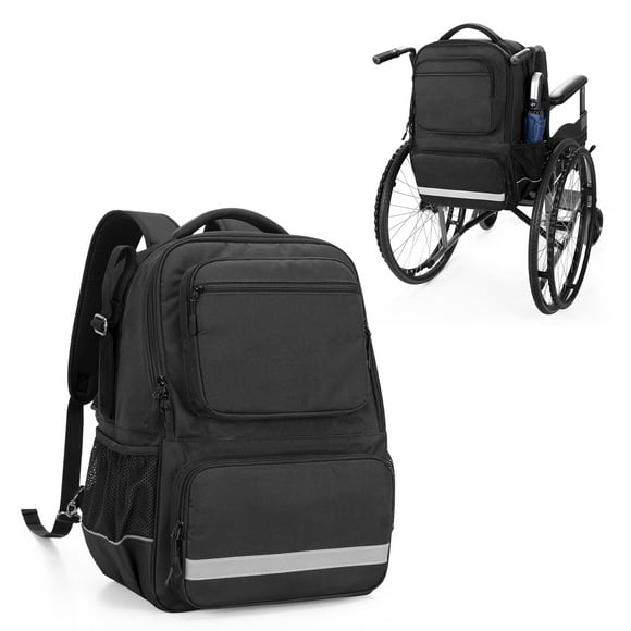SAMDEW Travel Wheelchair Bag, Wheelchair Backpack to Hang on Back with Cup Holder, Wheel Chair Accessories Backpack for Adult & Senior, with Thermal Insulation Pocket