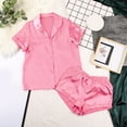thumbnail image 2 of Satin Pjs for Women Set 2 Piece Button Up Pajamas for Women Short Sets Loungewear for Women Ladies Pajamas Sets, 2 of 8