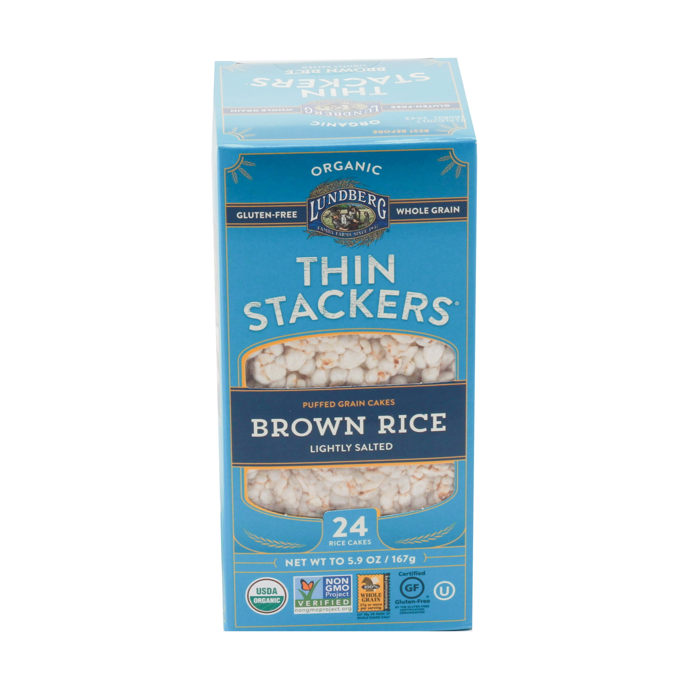 Lundberg Family Farms Thin Stackers Brown Rice Lightly Salted Grain