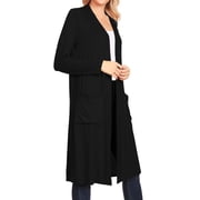 Womens Casual Loose Fit Side Pockets Solid Soft Lightweight Long Cardigan