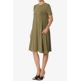 thumbnail image 3 of Robe T-Shirt Ample à Manches Courtes Col Bateau Longueur Genou avec Poche pour Femmes, 3 of 6
