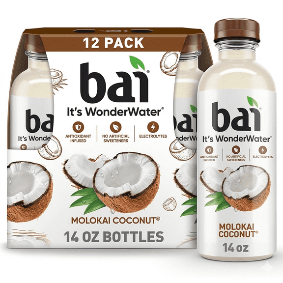 Bai Cocofusions Molokai Coconut Antioxidant Infused Beverage, 14 fl oz Bottles, Low Calorie Fruit Drink, Pack of 12