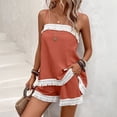 thumbnail image 5 of Pounoo Women's Two Piece Sets Spaghetti Strap Fringe Trim Cami Top and Shorts Bohemian Resort Lightweight Airy Relaxed Fit Vacation Outfits Gift, 5 of 9
