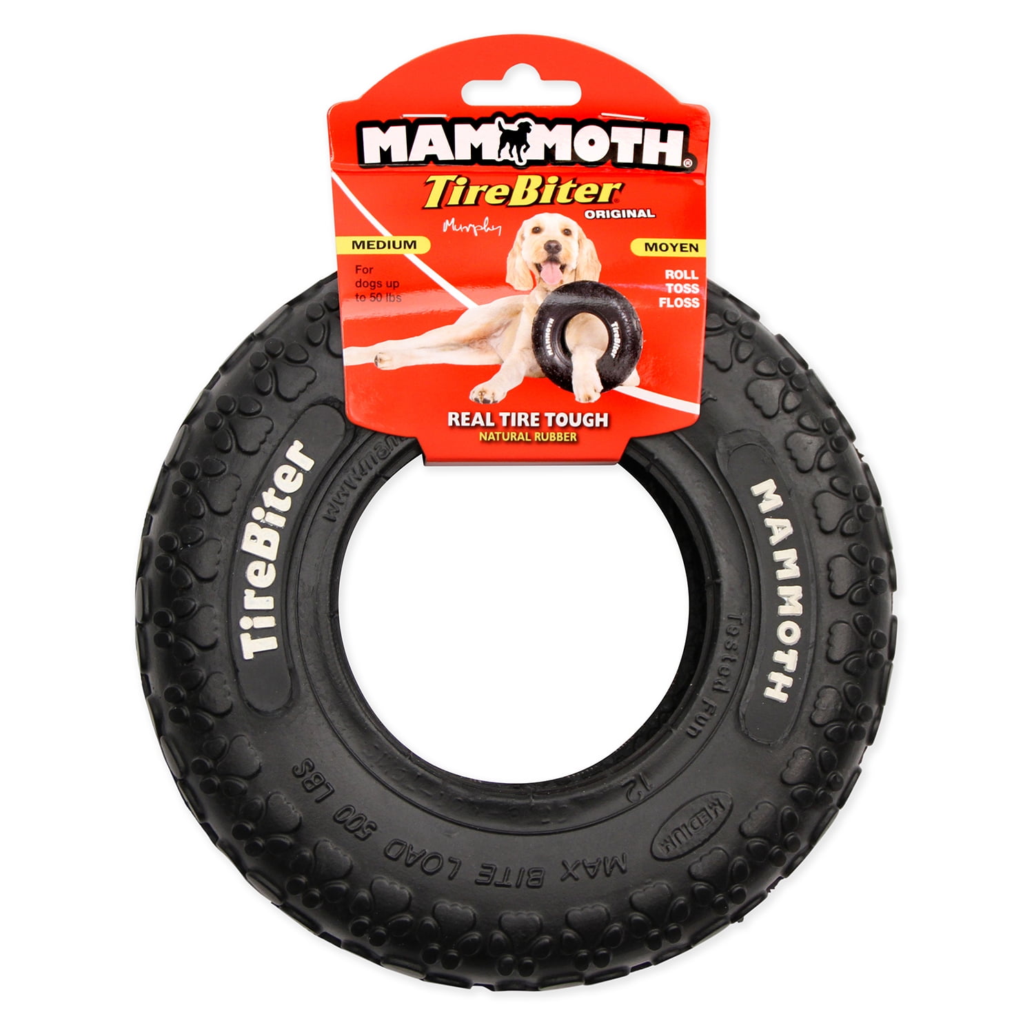 Mammoth TireBiter Rubber Tire Dog Toy, Medium, 8"