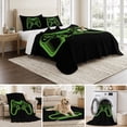 thumbnail image 6 of Queen Quilt Set 90''x96'', Green Game Controller Lightweight Bedspread Coverlet Set with 2 Pillow Shams, Modern Art Gaming Handheld Black Breathable All Season Quilt Bedding for Bedroom/Guest Room, 6 of 9