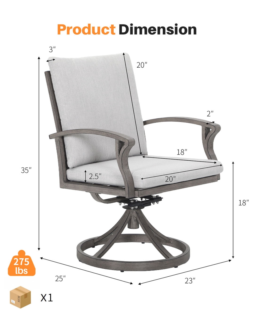 Outdoor Patio Dining Chairs Set of 2, 2-Piece Upgraded 3D double-layer textilene Swivel Patio Chairs, Limed Oak