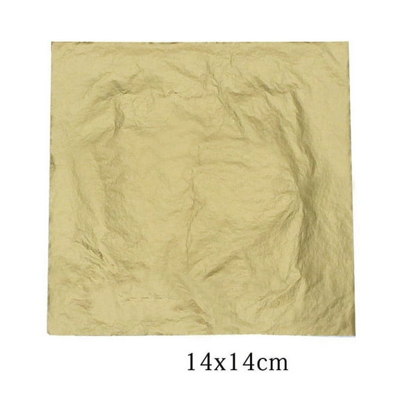 100 Sheets Gold Foil Paper Art Gold Foil Sheets Gilding Brush Thin Gold Leaf Sheets Gold Foil Paper Craft for Arts Painting Gilding Crafting Decoration, 5.5 x 5.5 Inches