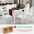 Glass Dining Table Set for 6 People, PU Leather Kitchen Table with 6