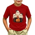thumbnail image 2 of Quealent Toddler Boy Girls Halloween Boo Party Shirt Pumpkin Ghost Tops Kids Outfits Short Sleeve Tshirt (Red, 12-13 Years), 2 of 5