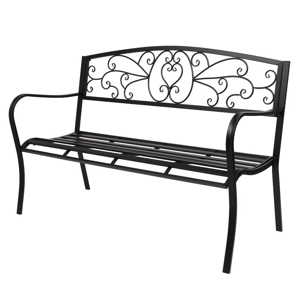 Metal Outdoor Bench, BTMWAY 51" Iron Frame Patio Bench Waterproof